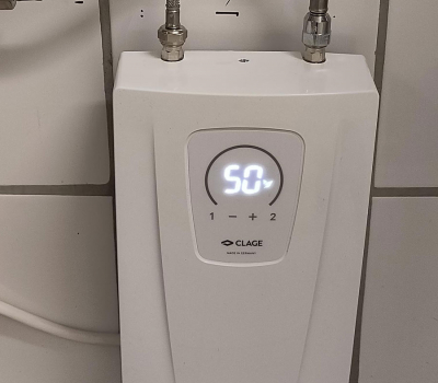Warmwasserversorgung durch elektronisch gesteuerte Durchlauferhitzer